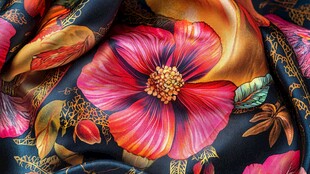 华丽花卉图案丝绸面料