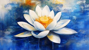 梦幻蓝调中的白莲花