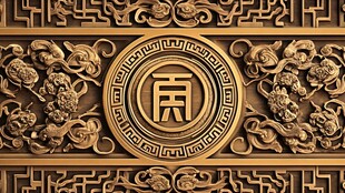 中式雕花福字精美木雕