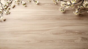 木质桌面的春日花卉装饰