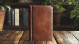 复古棕色皮革笔记本展示