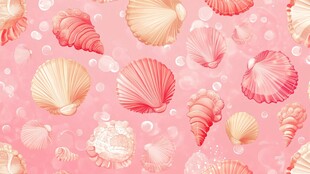 粉色贝壳海洋风无缝图案