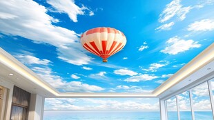 室内梦幻热气球天空背景墙