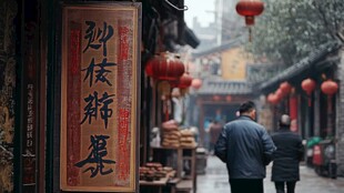 古巷年味浓 行人漫步其间