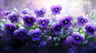 梦幻紫色三色堇花丛