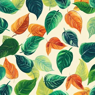 多彩叶片无缝图案设计