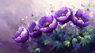 紫色花卉绽放梦幻画面