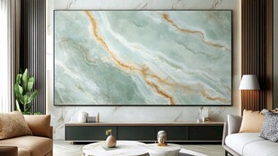 轻奢风客厅的大理石装饰画