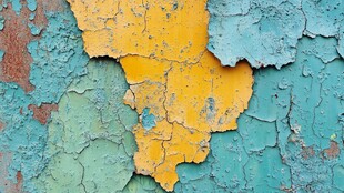 斑驳剥落的多彩旧墙面