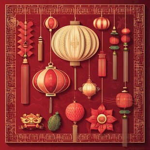 中式传统灯笼装饰图案集