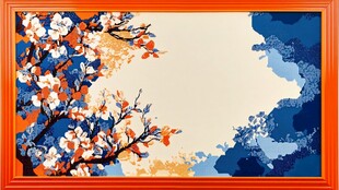 中式框景下的烂漫花枝