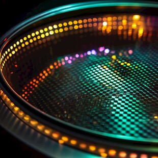 炫彩发光的圆形金属物件