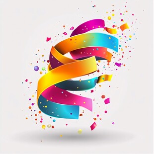 彩色飘带飞扬庆祝元素