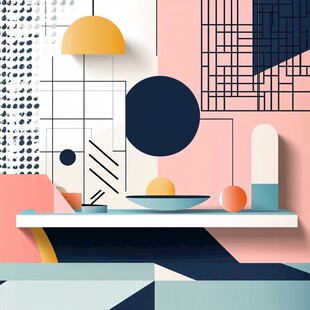 几何元素装饰的简约空间