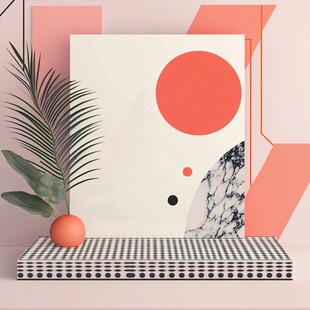 几何风格装饰与绿植摆件