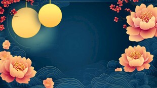 中式繁花挂灯背景图