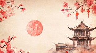 古风月夜下的中式楼阁美景