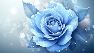 梦幻蓝玫瑰 水珠点缀之美