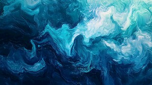 梦幻蓝调流体艺术画面