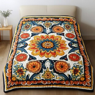 波西米亚风花卉图案盖毯