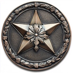 复古金属五角星徽章图案