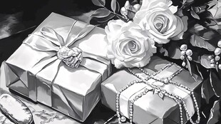 精美礼盒与娇艳玫瑰