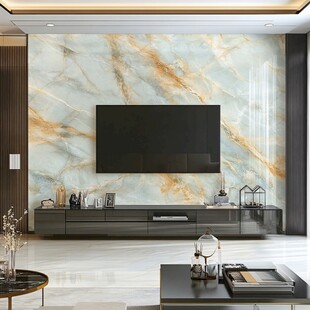 现代客厅大理石电视背景墙