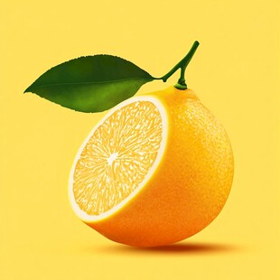 新鲜黄柠檬 一半切片展示