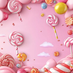 梦幻糖果环绕的甜蜜天地