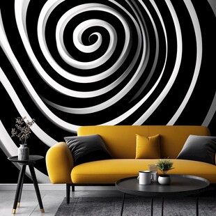 黑白螺旋图案的现代客厅