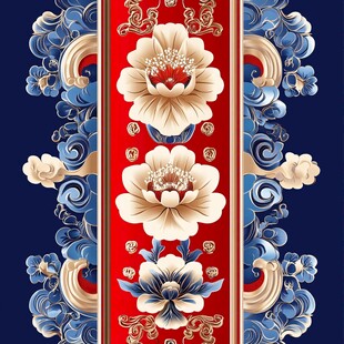 中式传统花卉纹案装饰画