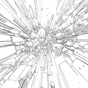 爆炸瞬间的线条艺术场景