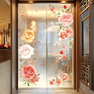 繁花似锦玻璃门装饰画