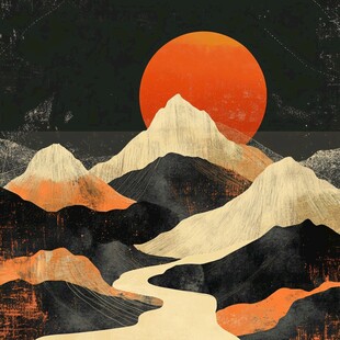 夕阳下的壮美山川景观