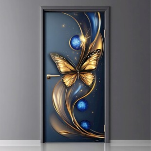 梦幻金蝶蓝调艺术门饰