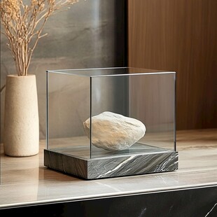 玻璃罩中的别致石景