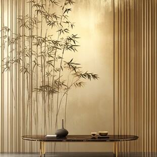 中式竹韵墙面装饰意境图