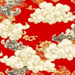红色祥云传统中式图案
