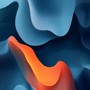 蓝橙渐变抽象流体艺术