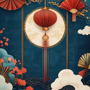 中式传统灯笼节庆装饰图
