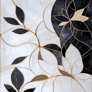 奢华花叶大理石纹理图案