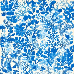 蓝白植物花卉无缝图案