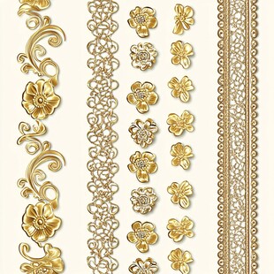 金色精美花纹花边装饰元素
