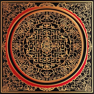 中式传统金色几何纹装饰图案