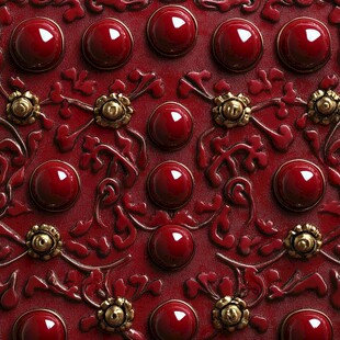 红色雕花皮革纹理装饰