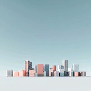 简约城市建筑天际线图景