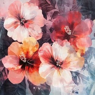 水彩绘艳丽花卉艺术图