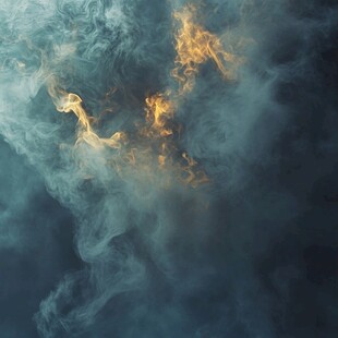 火焰在烟雾中舞动