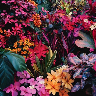 多彩花卉绿植繁茂景象