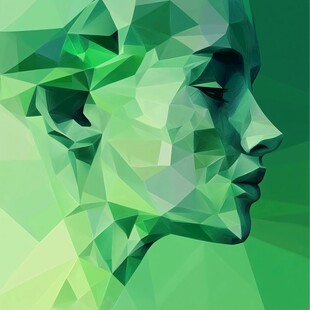绿色多边形构成的人物侧脸